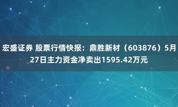 宏盛证券 股票行情快报：鼎胜新材（603876）5月27日主力资金净卖出1595.42万元