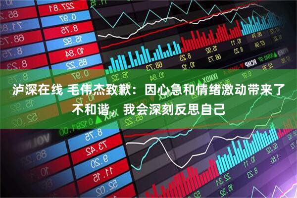泸深在线 毛伟杰致歉：因心急和情绪激动带来了不和谐，我会深刻反思自己