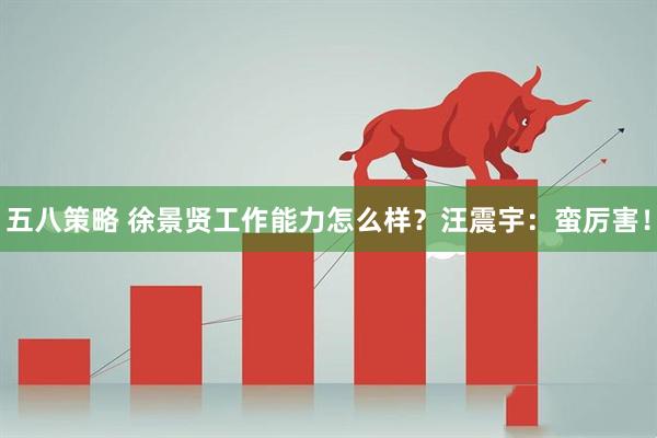 五八策略 徐景贤工作能力怎么样?汪震宇:蛮厉害!